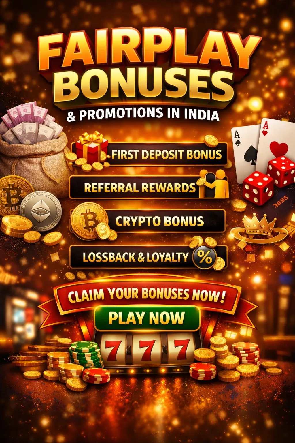 FairPlay Bonuses and Promotions in India – First Deposit, Referral, Crypto & Loyalty Rewards