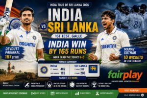 Read more about the article India Beat Sri Lanka by 165 Runs in 1st Test: Manav Suthar Stars in Galle
