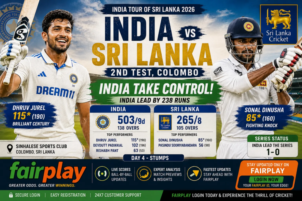 India vs Sri Lanka 2nd Test 2026 Fairplay Match Update