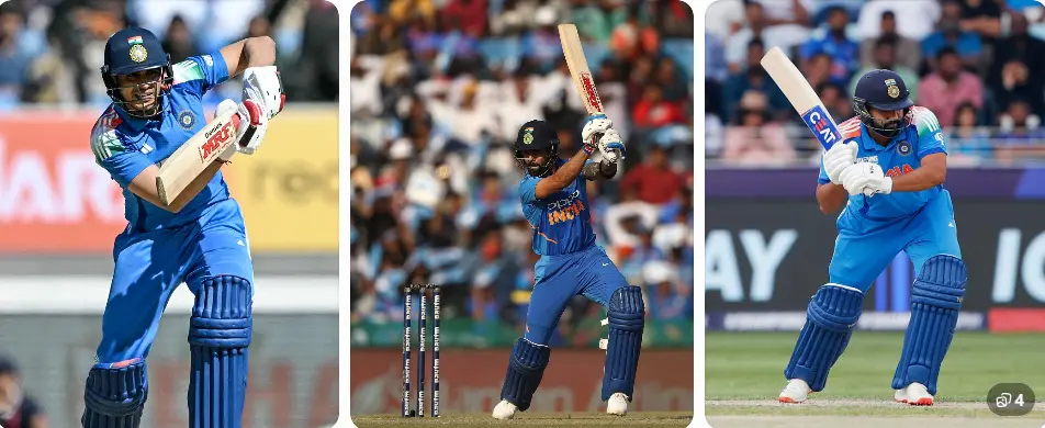 Indian Players Virat Kohli, Shubman Gill, Rohit Sharma